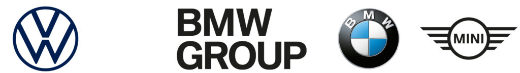 Logos von VW und der BMW-Gruppe